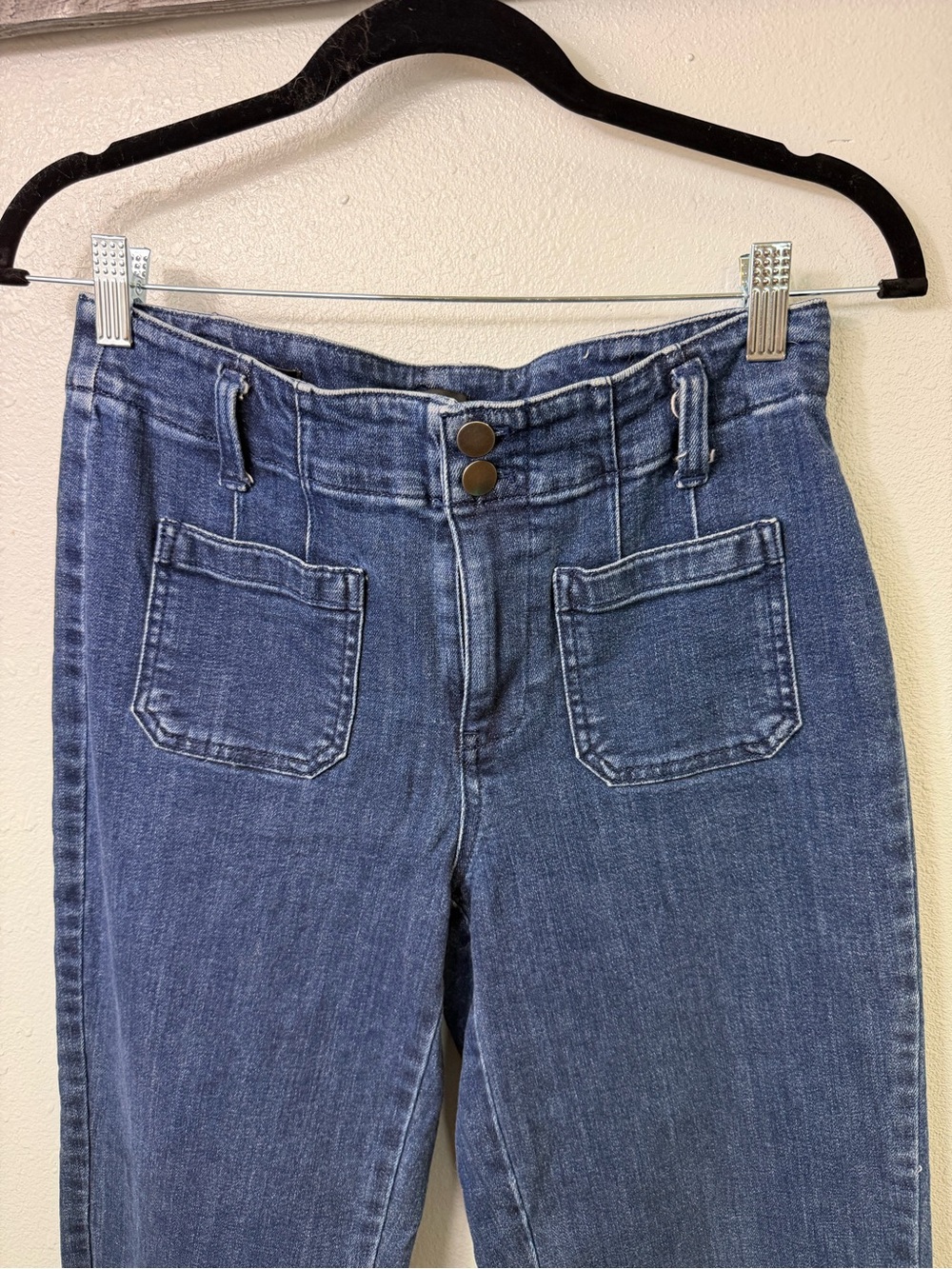 Talbots Blue Wide-Leg Jeans with Front Patch Pockets - Picture 2 of 11